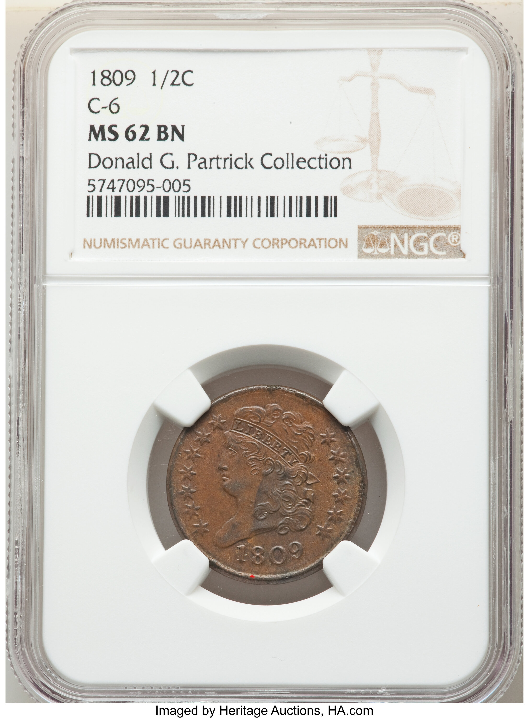 1809 1/2c Normal Date, C-6 MS BN MS62 BN thumbnail 4