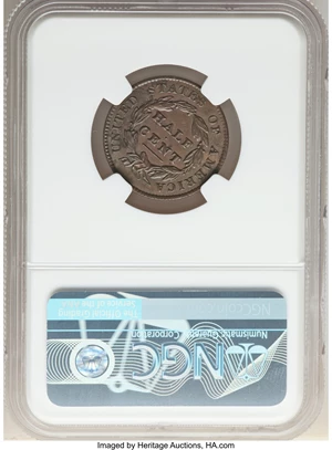 image for: 1828 13 Stars, C-1, B-1, R.1, MS61 Brown NGC. Our EAC grade AU50. ...
