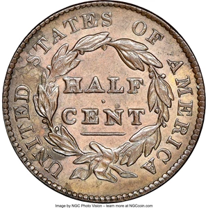 image for: 1828 13 Stars, C-1, B-1, R.1, MS61 Brown NGC. Our EAC grade AU50. ...