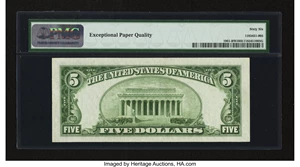 image for: Fr. 1961-B $5 1950 Wide I Federal Reserve Note. PMG Gem Uncirculated 66 EPQ....