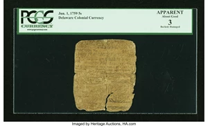 image for: Delaware June 1, 1759 5s PCGS Apparent About Good 03....