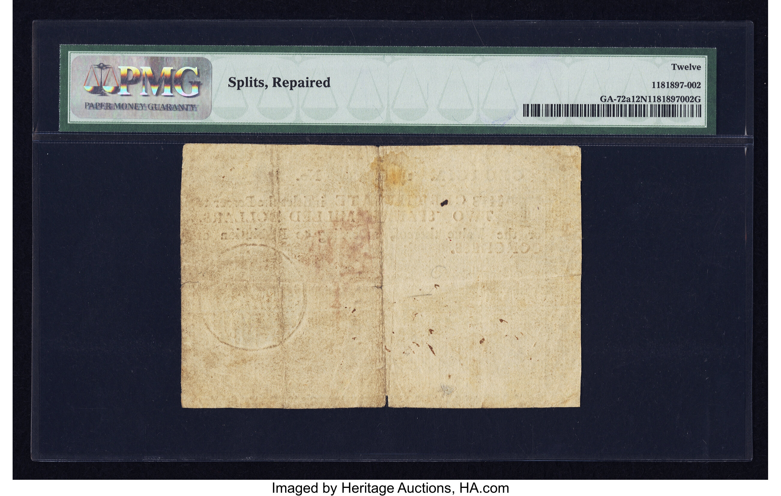 image for: Georgia 1776 $2 PMG Fine 12 Net....