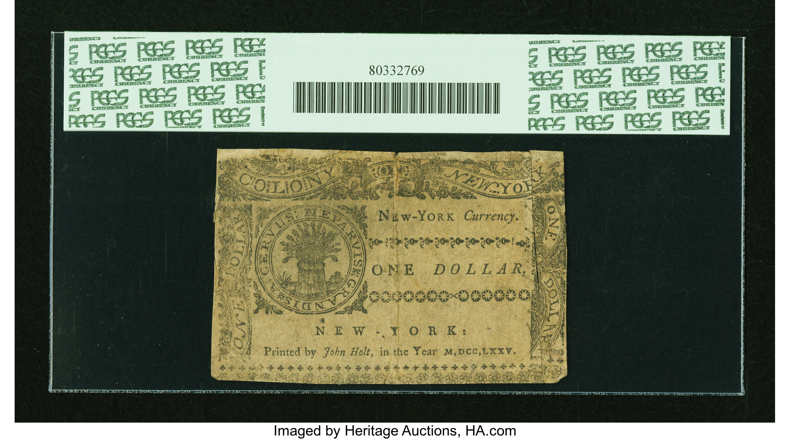 image for: New York September 2, 1775 $1 PCGS Apparent Very Fine 35....