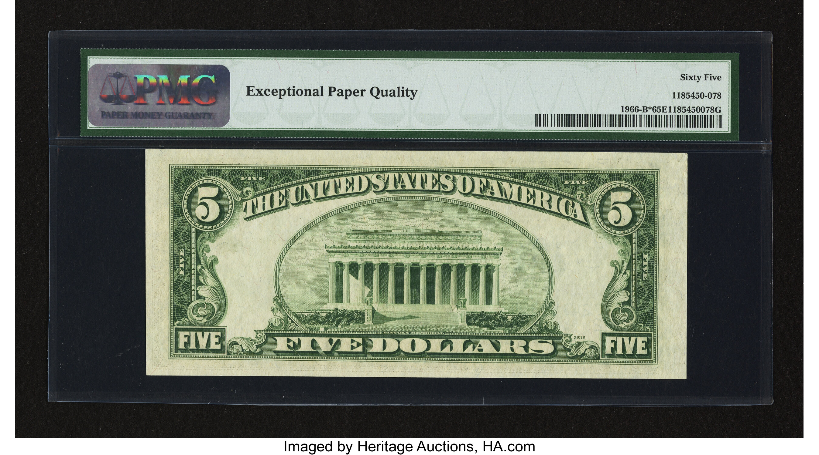 image for: Fr. 1966-B* $5 1950E Federal Reserve Star Note. PMG Gem Uncirculated 65 EPQ....