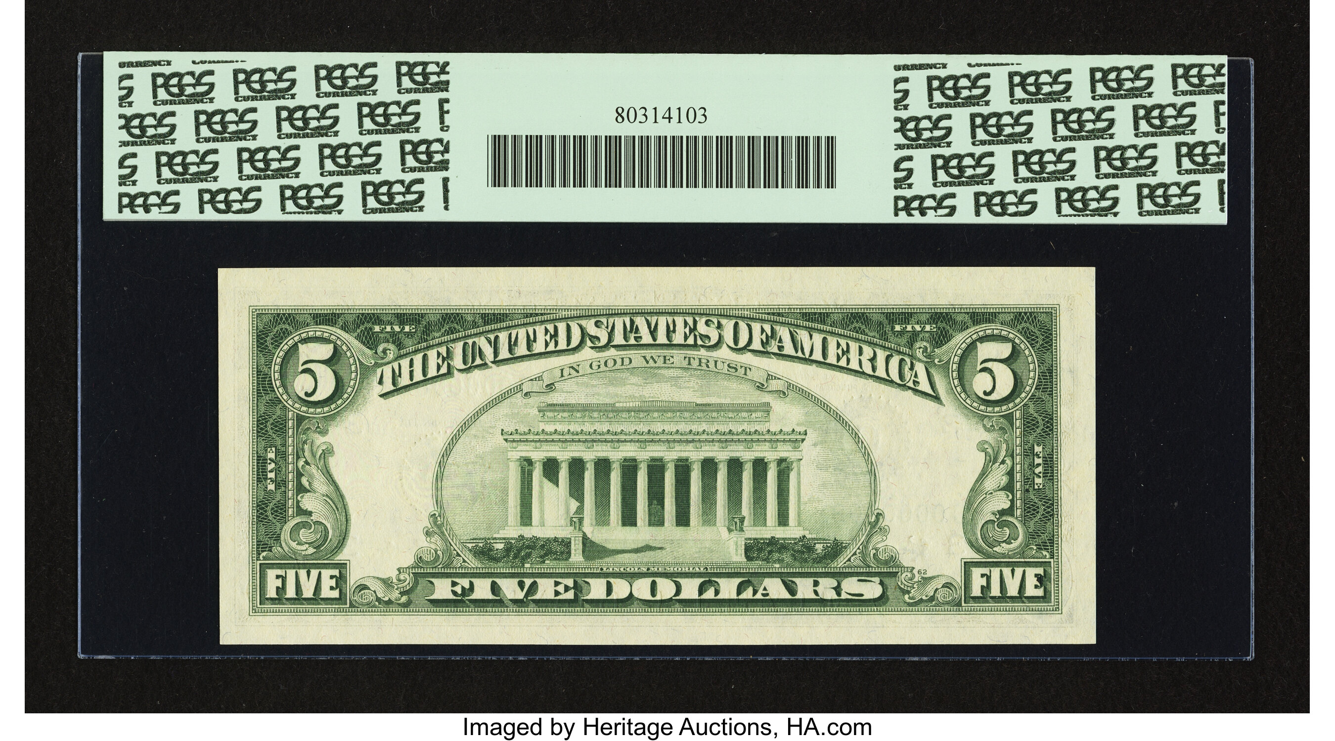 image for: Low Serial Number Fr. 1968-C $5 1963A Federal Reserve Note. PCGS Superb Gem New 67PPQ....