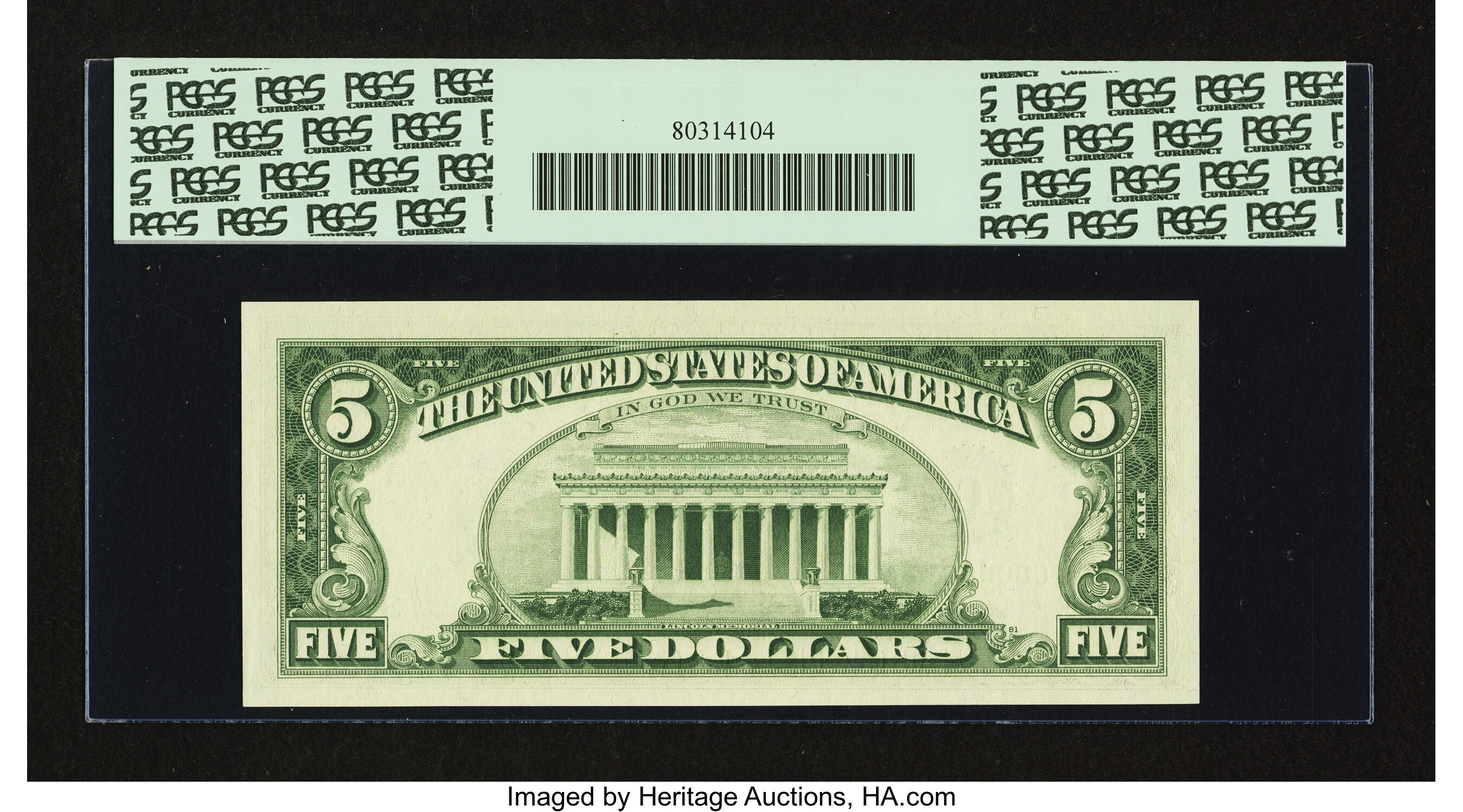 image for: Low Serial Number Fr. 1969-C $5 1969 Federal Reserve Note. PCGS Gem New 66PPQ....