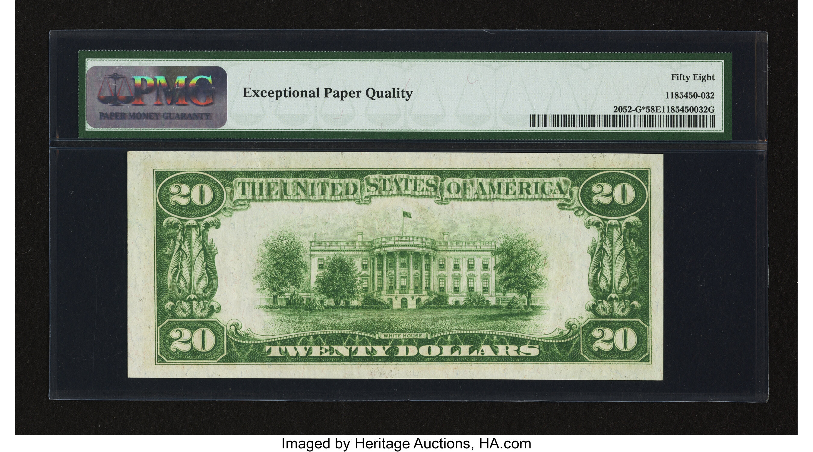 image for: Fr. 2052-G* $20 1928B Dark Green Seal Federal Reserve Star Note. PMG Choice About Unc 58 EPQ....