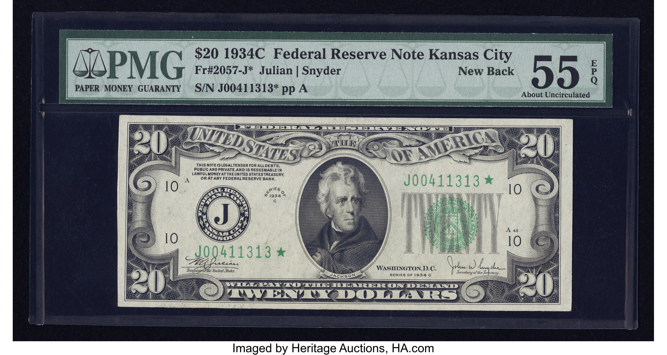 1934C $20 Kansas City, Star Replacement (Fr. 2057J*)