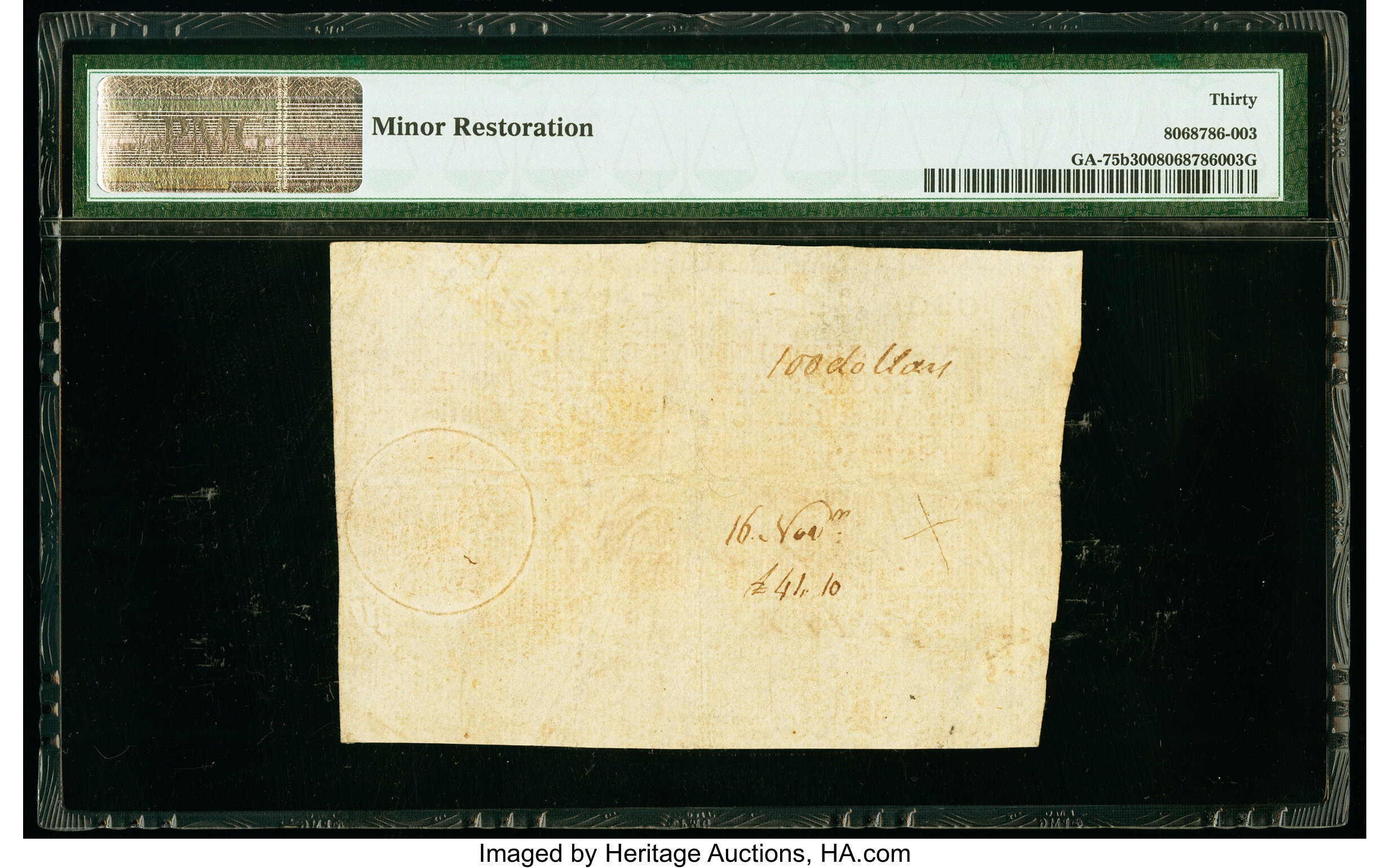 image for: Georgia 1776 $4 PMG Very Fine 30....