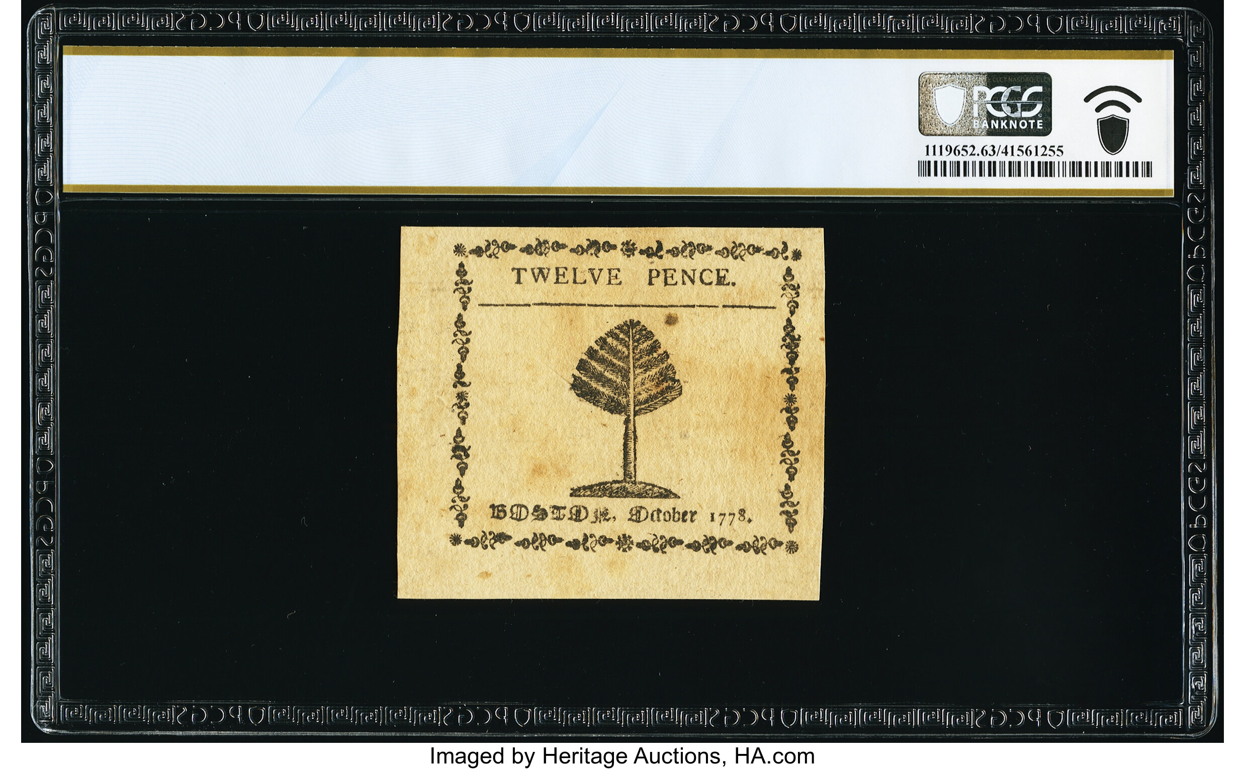 image for: Massachusetts October 16, 1778 12d PCGS Banknote Choice Uncirculated 63 PPQ....