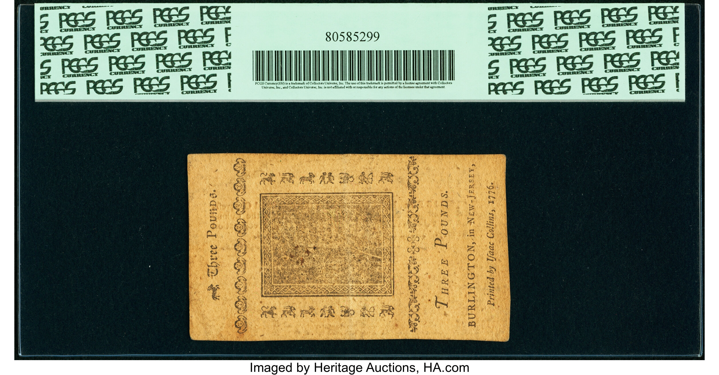 image for: John Hart Signed New Jersey February 20, 1776 £3 PCGS About New 53....