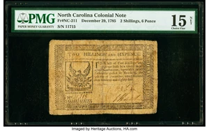 image for: North Carolina December 29, 1785 2s 6d PMG Choice Fine 15 Net....
