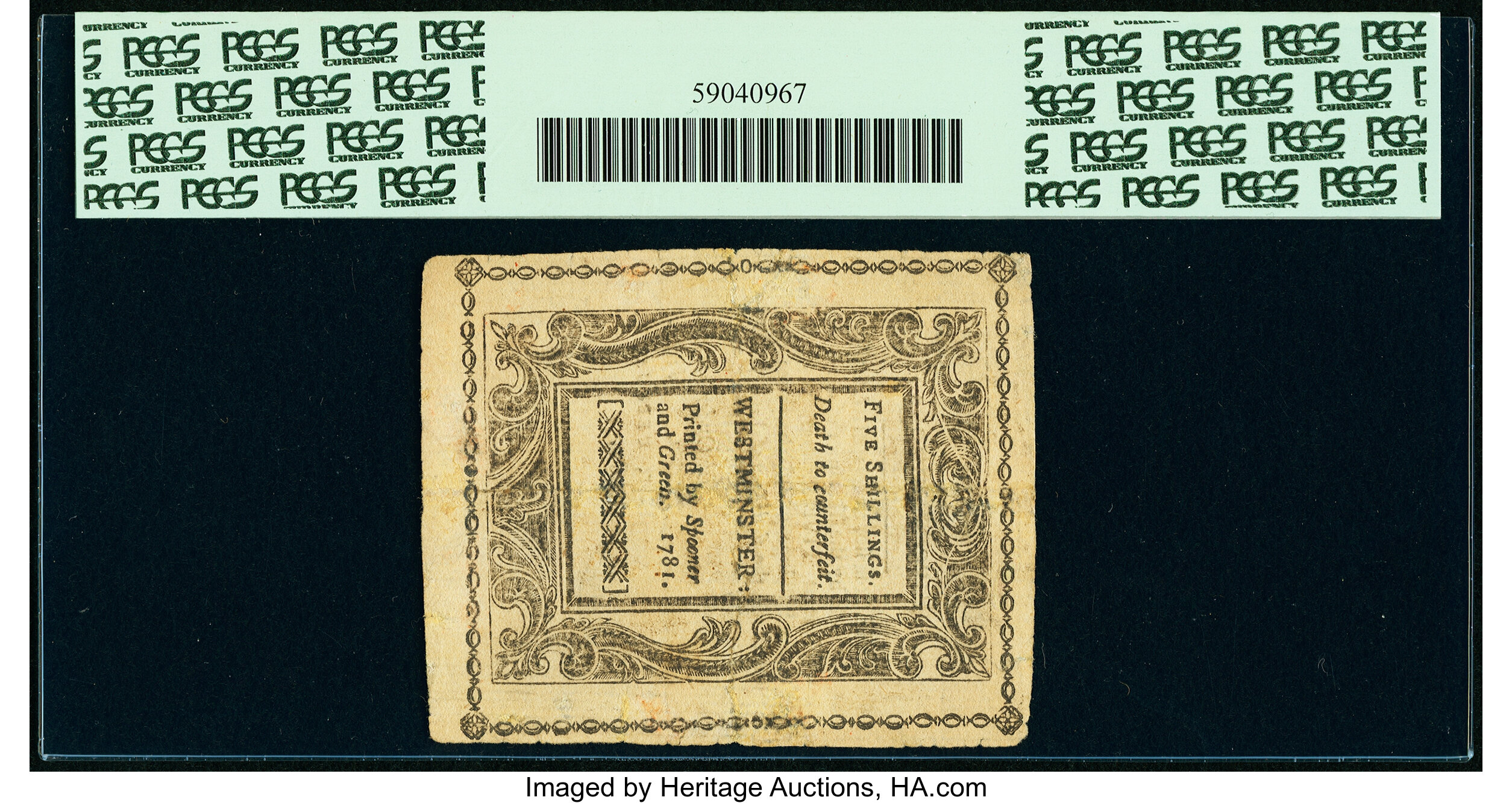 image for: Vermont February 1781 5s PCGS Apparent Very Fine 30....