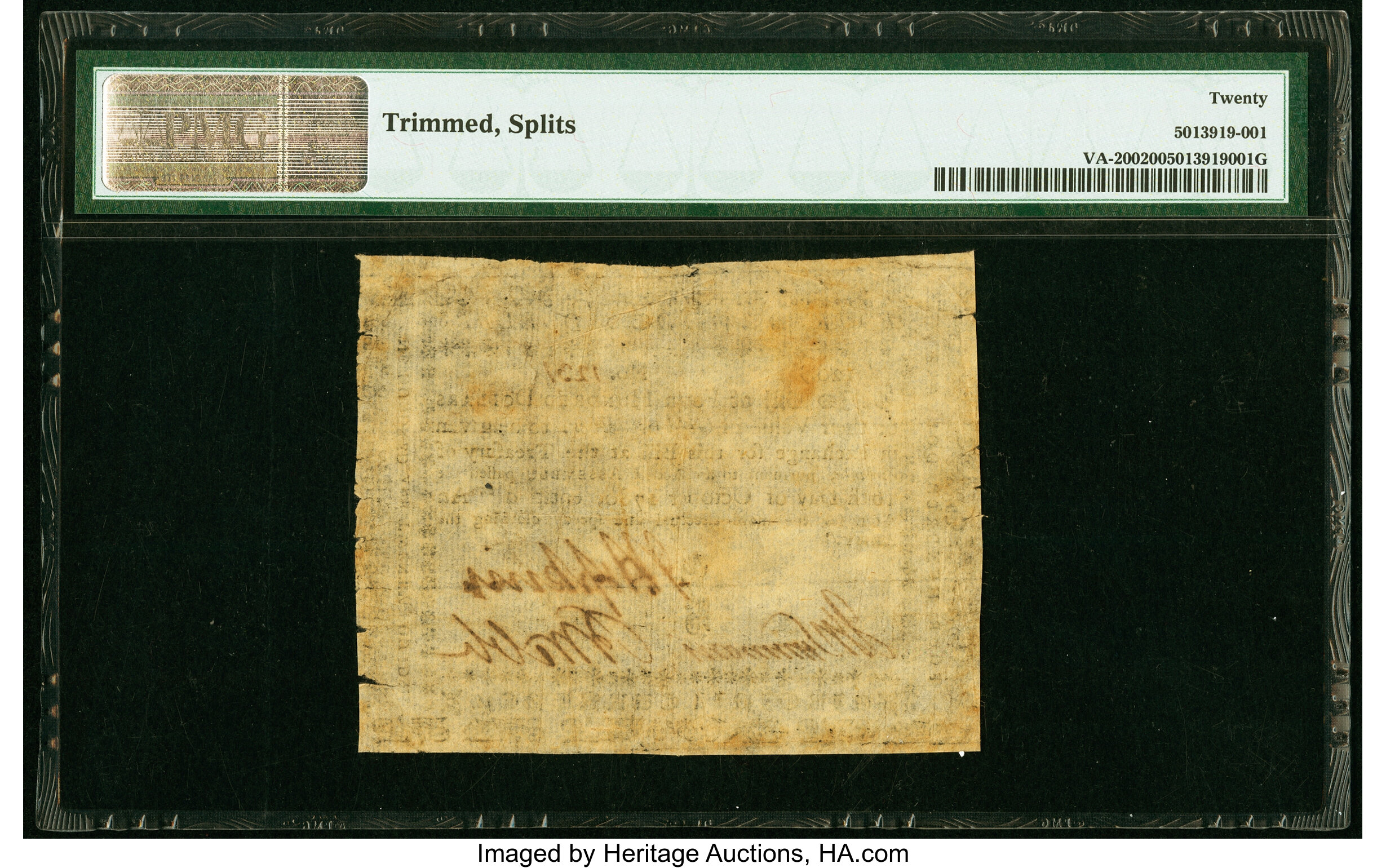 image for: Virginia October 16, 1780 (For Clothing the Army) $400 PMG Very Fine 20....