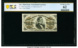 image for: Fr. 1296 25¢ Third Issue PCGS Banknote Uncirculated 62....