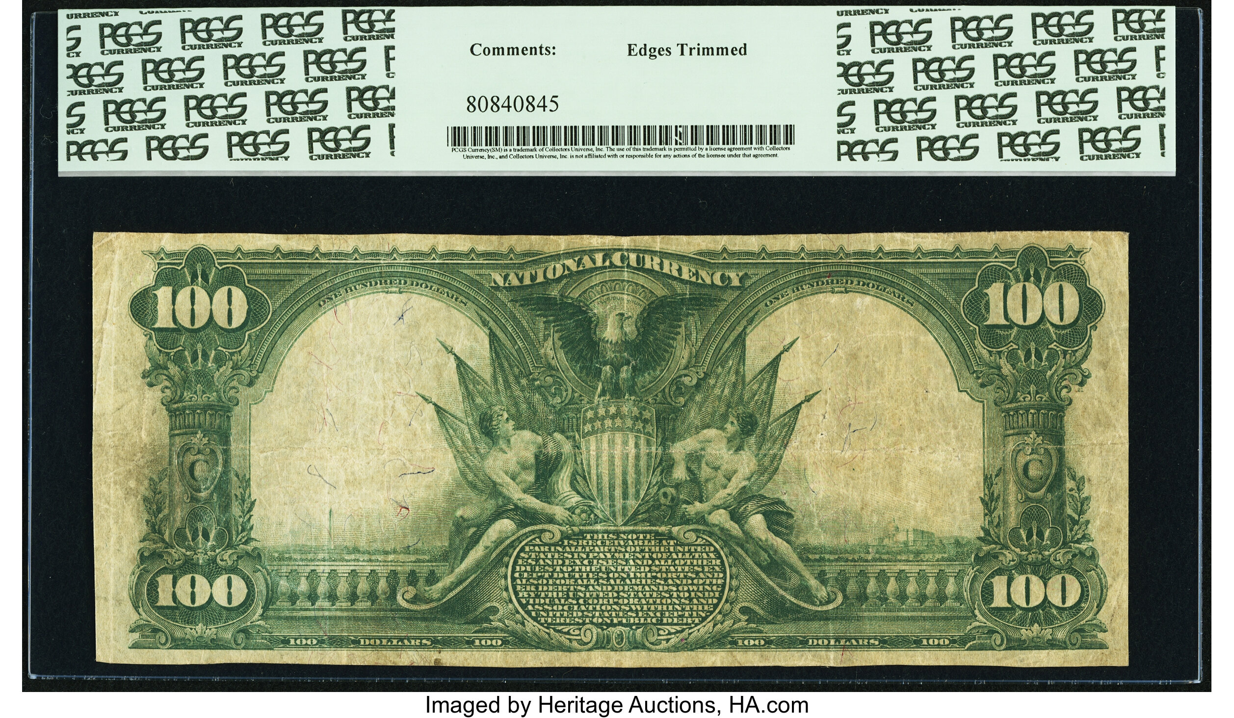 image for: Louisville, KY - $100 1902 Plain Back Fr. 704 The Louisville National Banking Company Ch. # (S)5161 PCGS Fine 12....