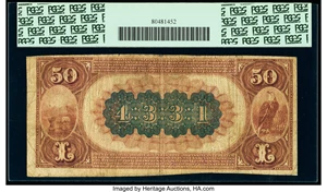 image for: Canal Dover, OH - $50 1882 Brown Back Fr. 512 The First National Bank Ch. # 4331 PCGS Fine 15....