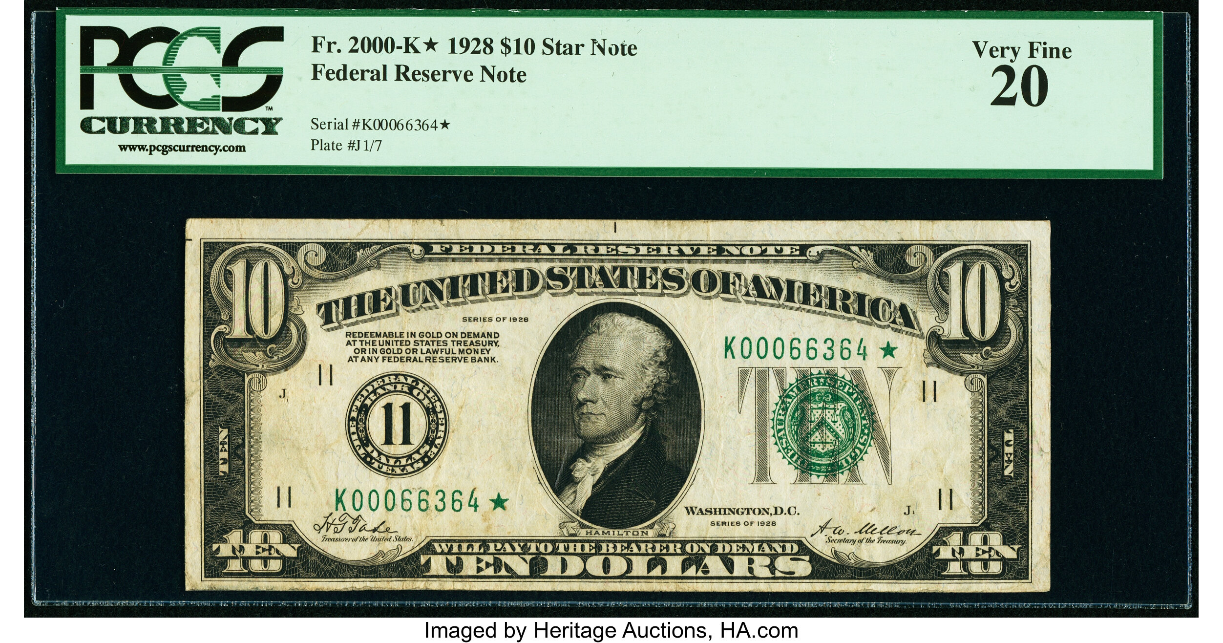 image for: Fr. 2000-K* $10 1928 Federal Reserve Star Note. PCGS Very Fine 20....