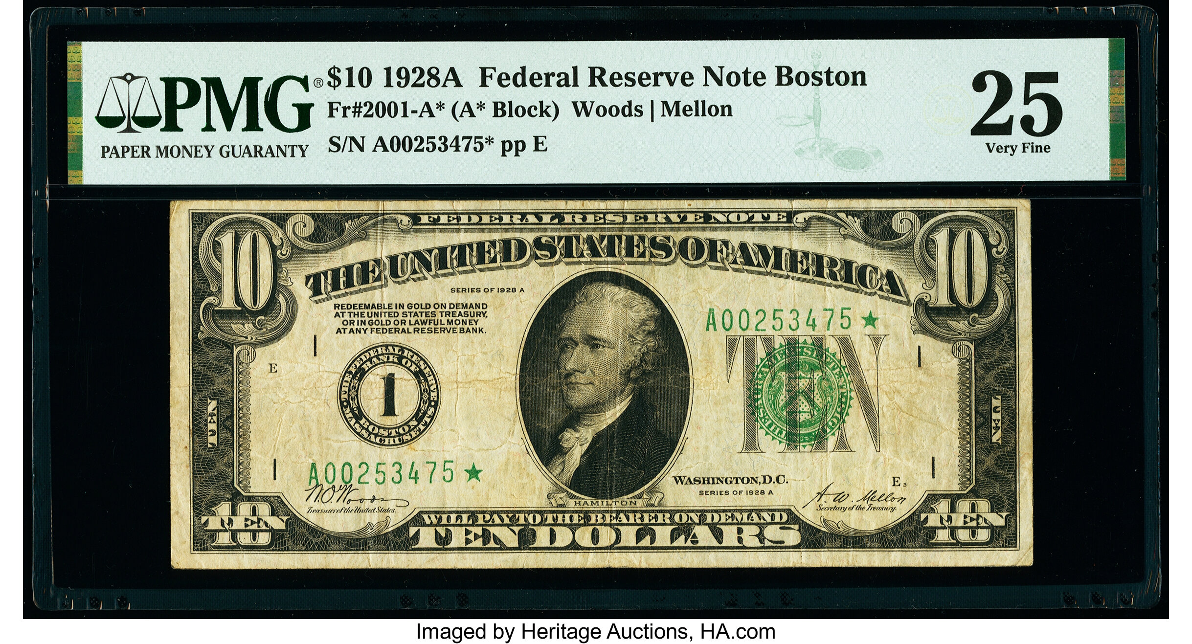 image for: Fr. 2001-A* $10 1928A Federal Reserve Star Note. PMG Very Fine 25....