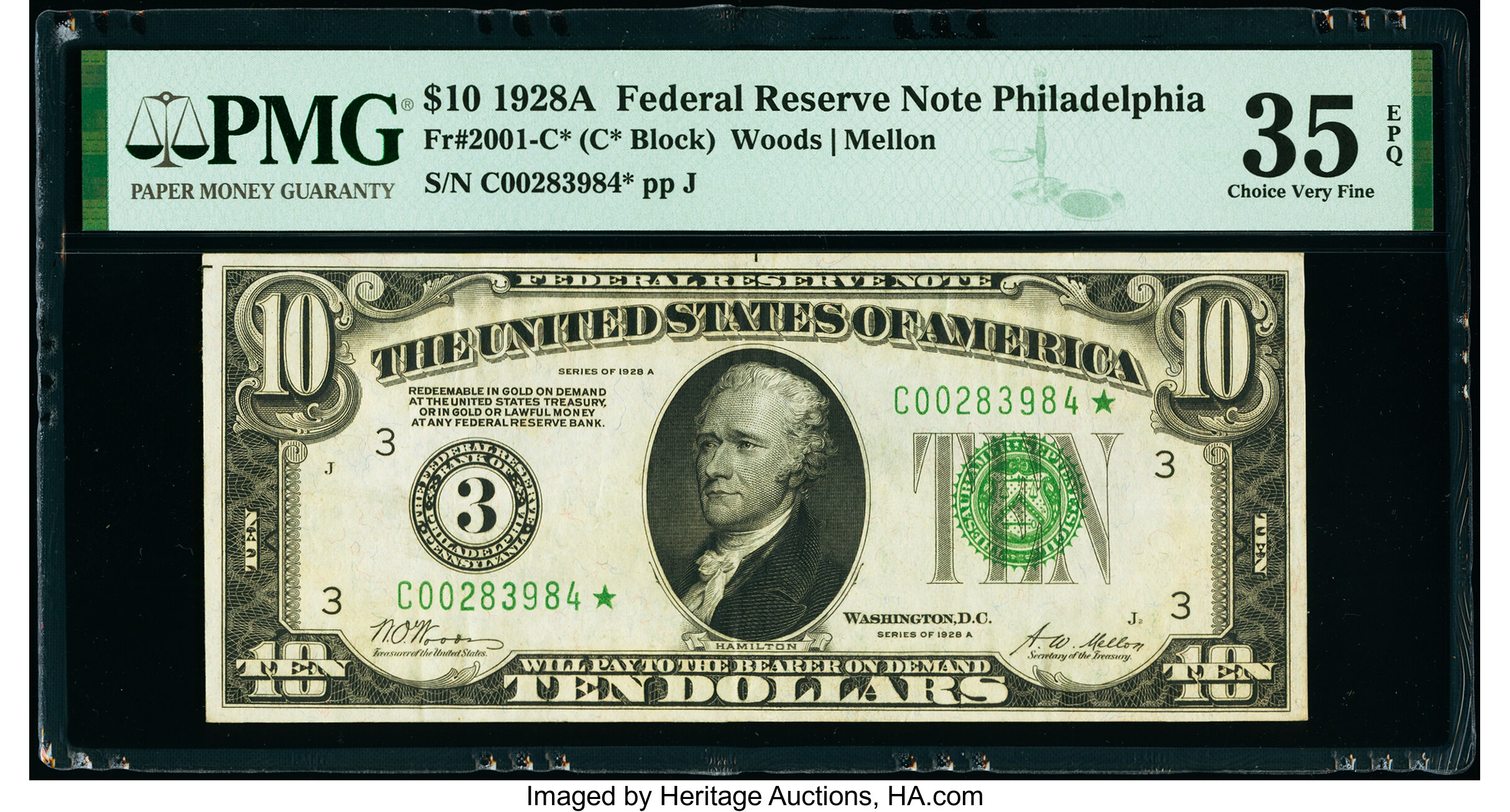 image for: Fr. 2001-C* $10 1928A Federal Reserve Star Note. PMG Choice Very Fine 35 EPQ....
