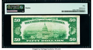 image for: Fr. 2100-C* $50 1928 Federal Reserve Star Note. PMG About Uncirculated 50....