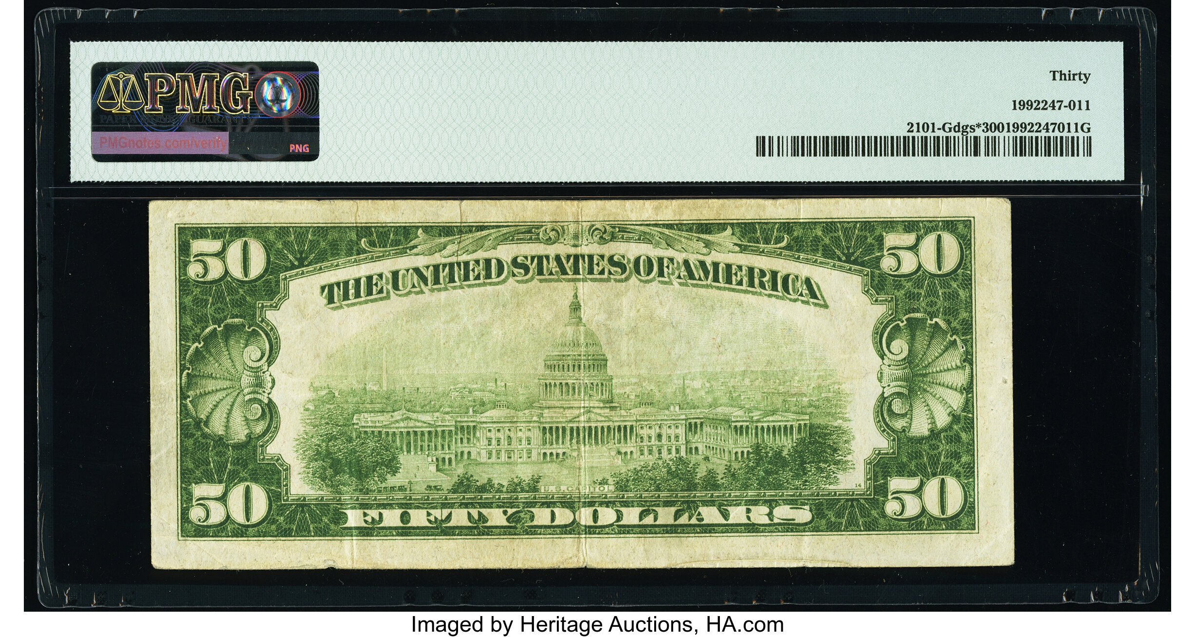 image for: Fr. 2101-G* $50 1928A Federal Reserve Star Note. PMG Very Fine 30....