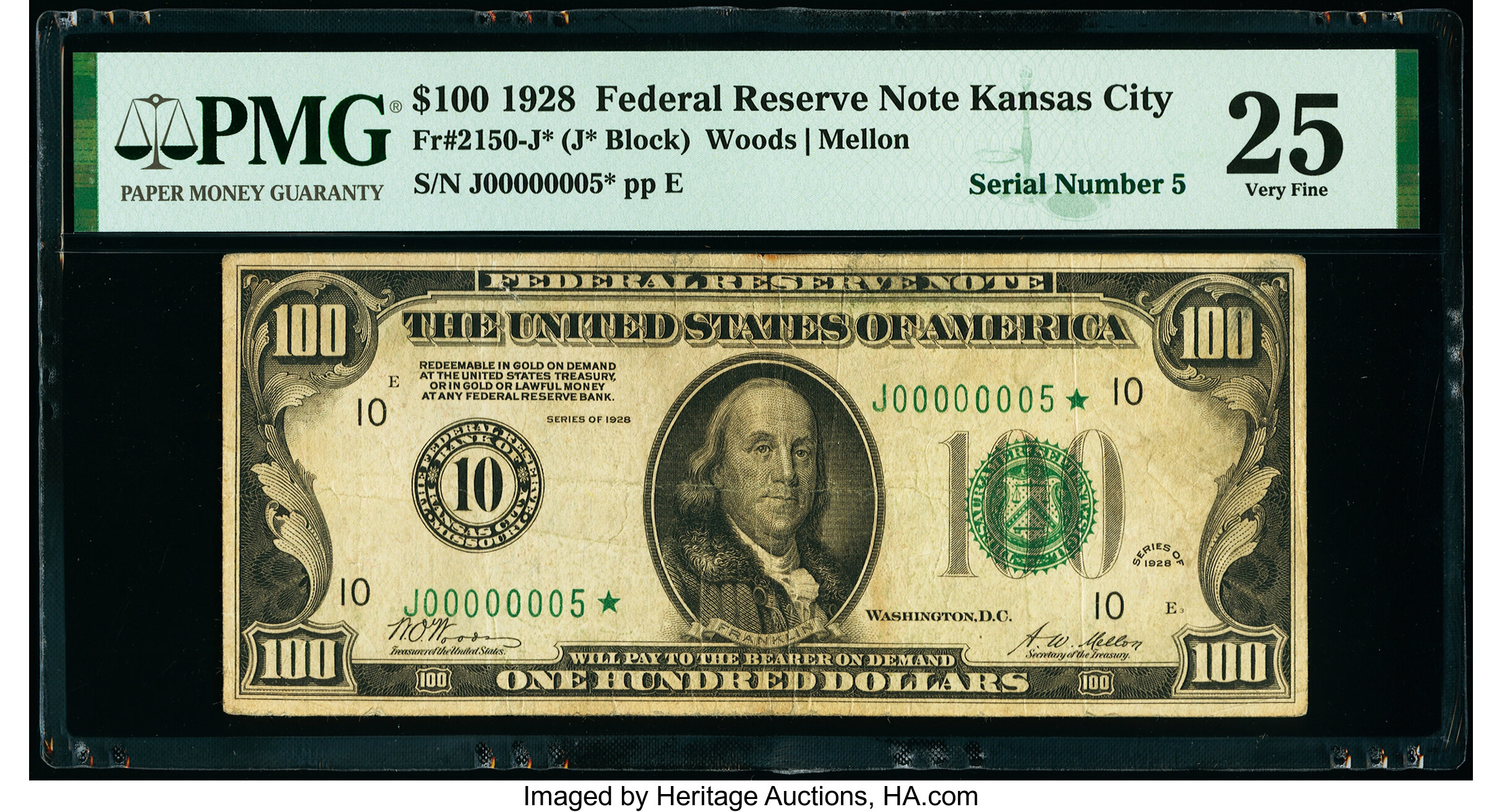 image for: Fr. 2150-J* $100 1928 Federal Reserve Star Note. PMG Very Fine 25....