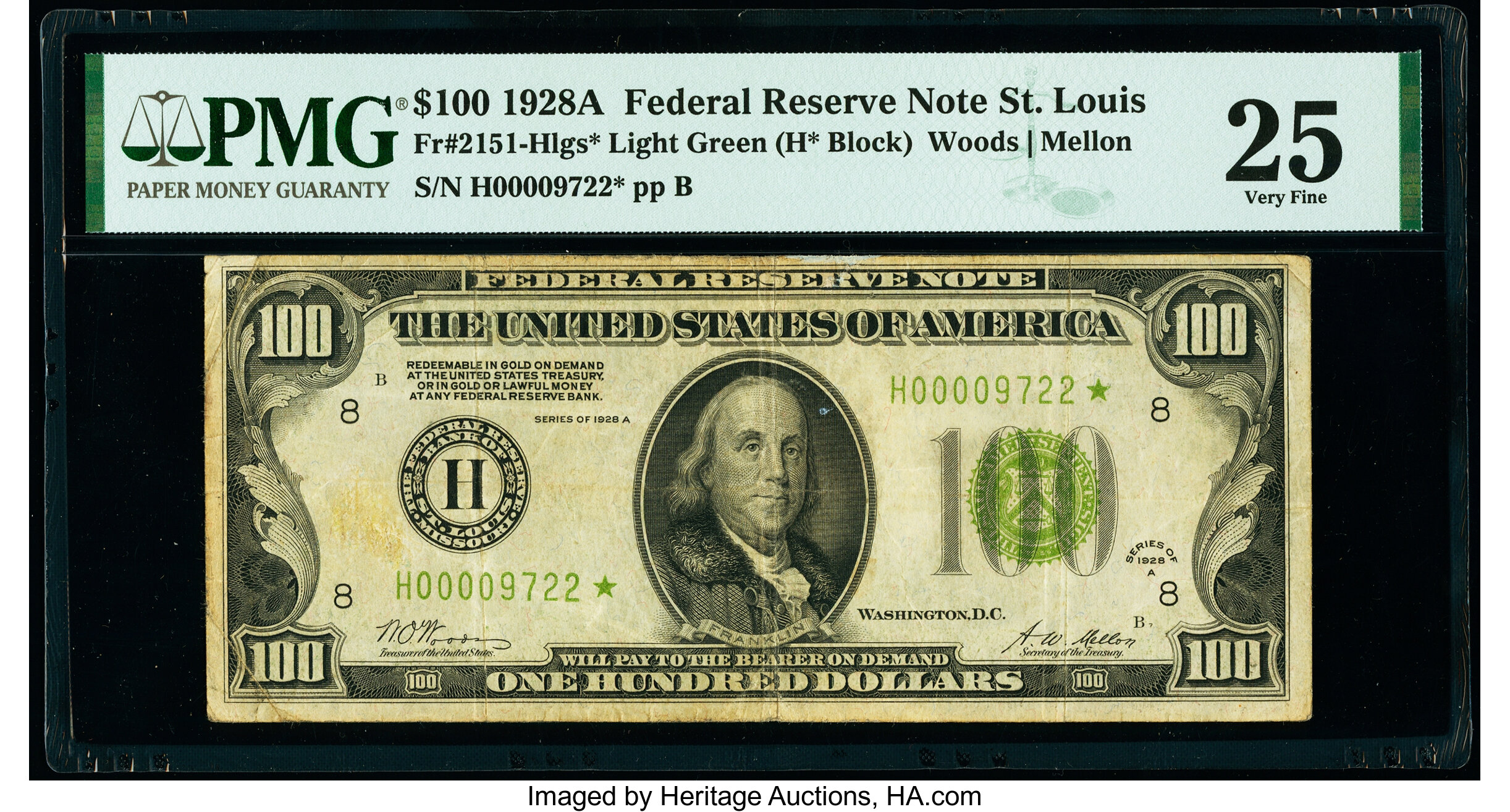 image for: Fr. 2151-H* $100 1928A Light Green Seal Federal Reserve Star Note. PMG Very Fine 25....