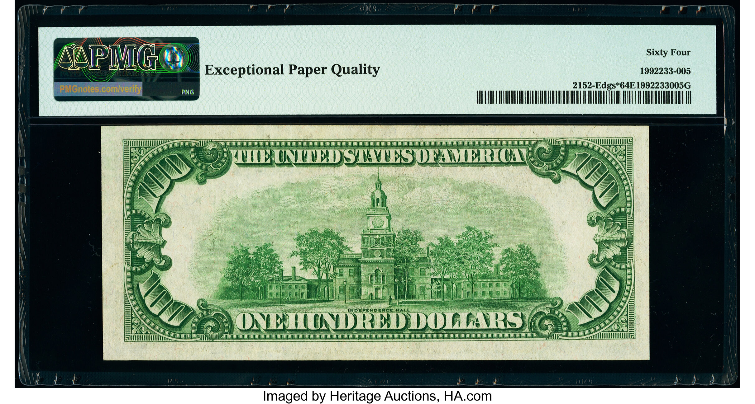 image for: Fr. 2152-E* $100 1934 Dark Green Seal Federal Reserve Star Note. PMG Choice Uncirculated 64 EPQ....