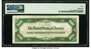 image for: Fr. 2211-C $1,000 1934 Light Green Seal Federal Reserve Note. PMG Very Fine 30....