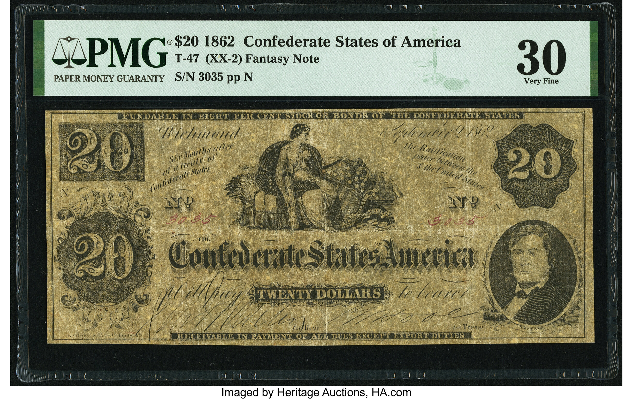 image for: T47 Fantasy Note $20 1862 PF-1 Cr. 345 Tremmel XX-2/A PMG Very Fine 30....