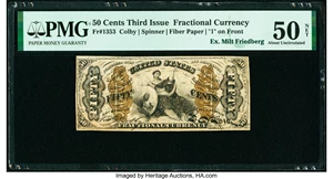 image for: Fr. 1353 50¢ Third Issue Justice PMG About Uncirculated 50 Net....