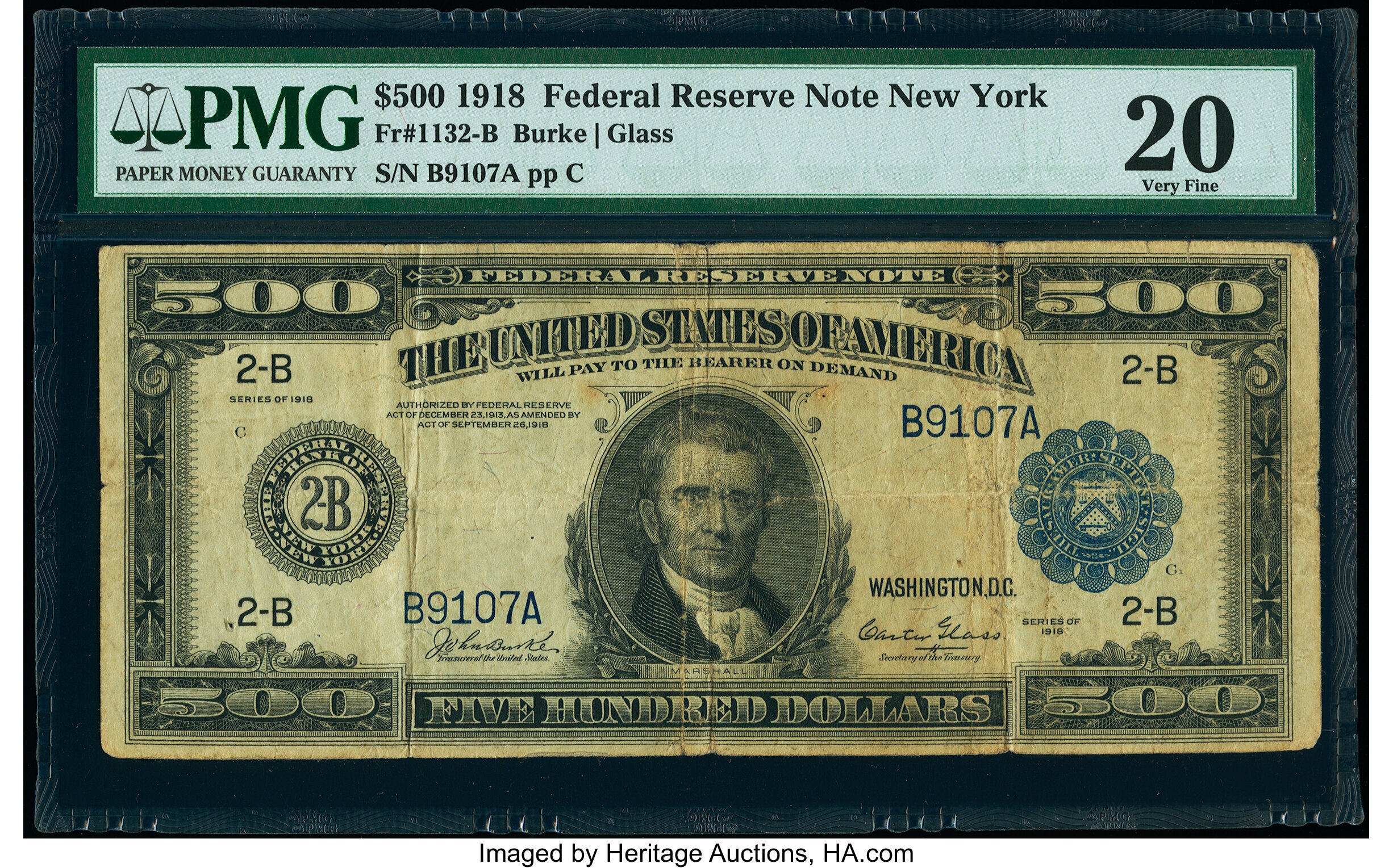 image for: Fr. 1132-B $500 1918 Federal Reserve Note PMG Very Fine 20....