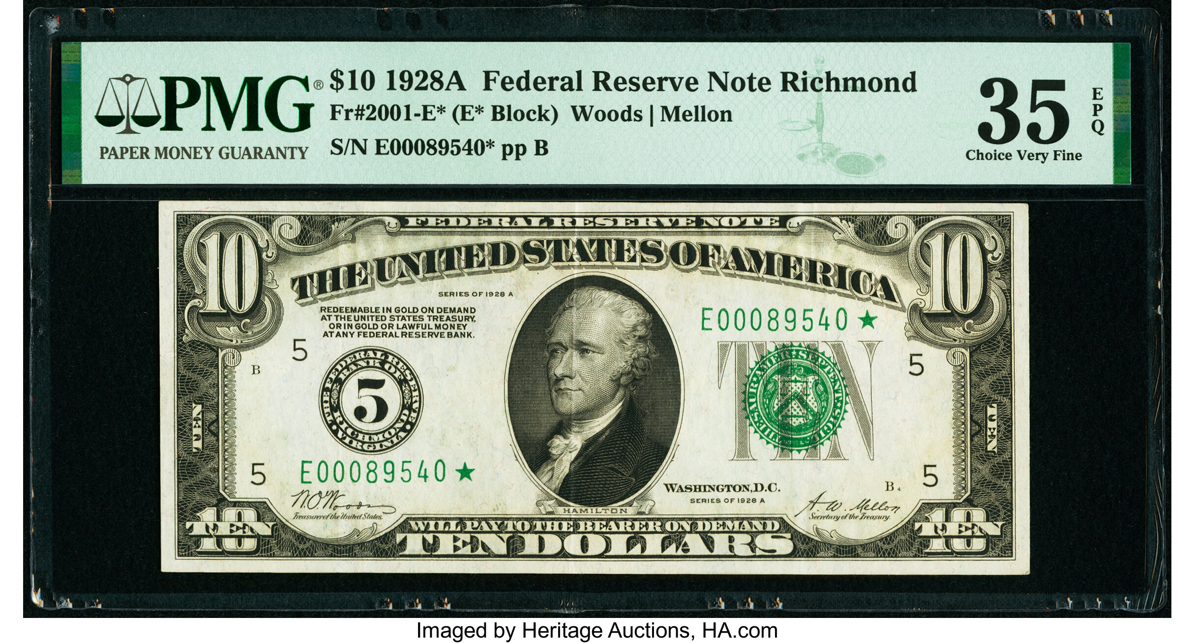 image for: Fr. 2001-E* $10 1928A Federal Reserve Star Note. PMG Choice Very Fine 35 EPQ....
