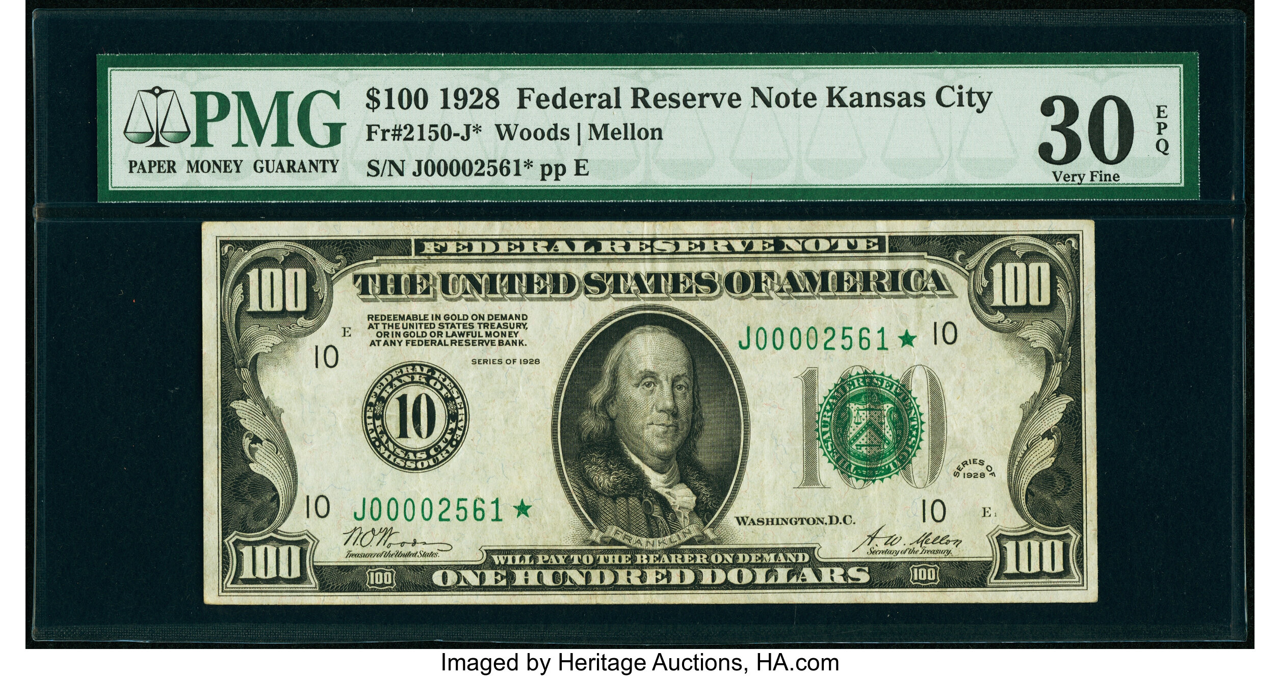 image for: Fr. 2150-J* $100 1928 Federal Reserve Star Note. PMG Very Fine 30 EPQ....