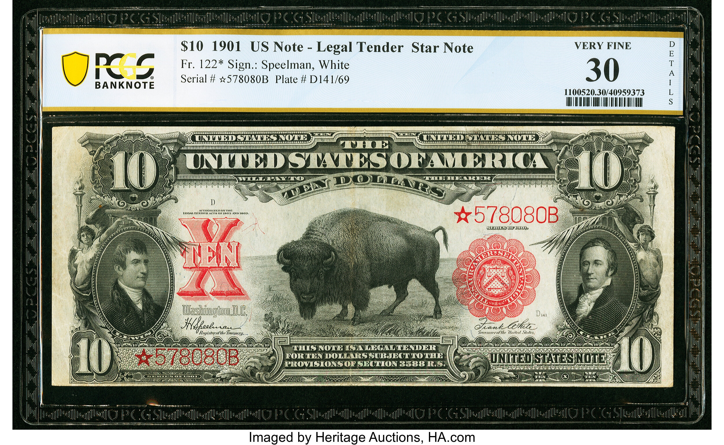 Fr. 122* $10 1901 Legal Tender Star PCGS Banknote Very Fine 30 Details.