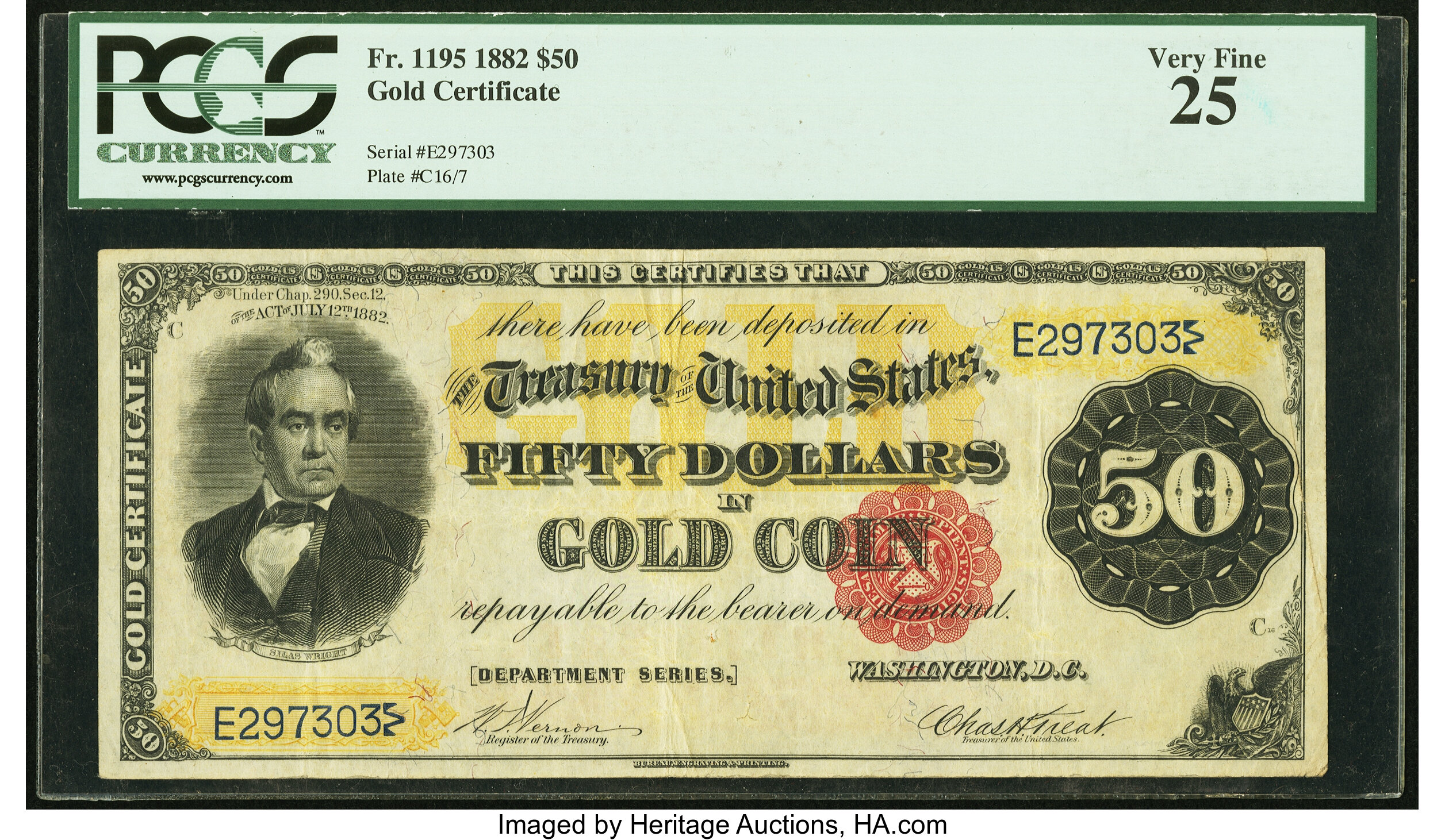 image for: Fr. 1195 $50 1882 Gold Certificate PCGS Very Fine 25....