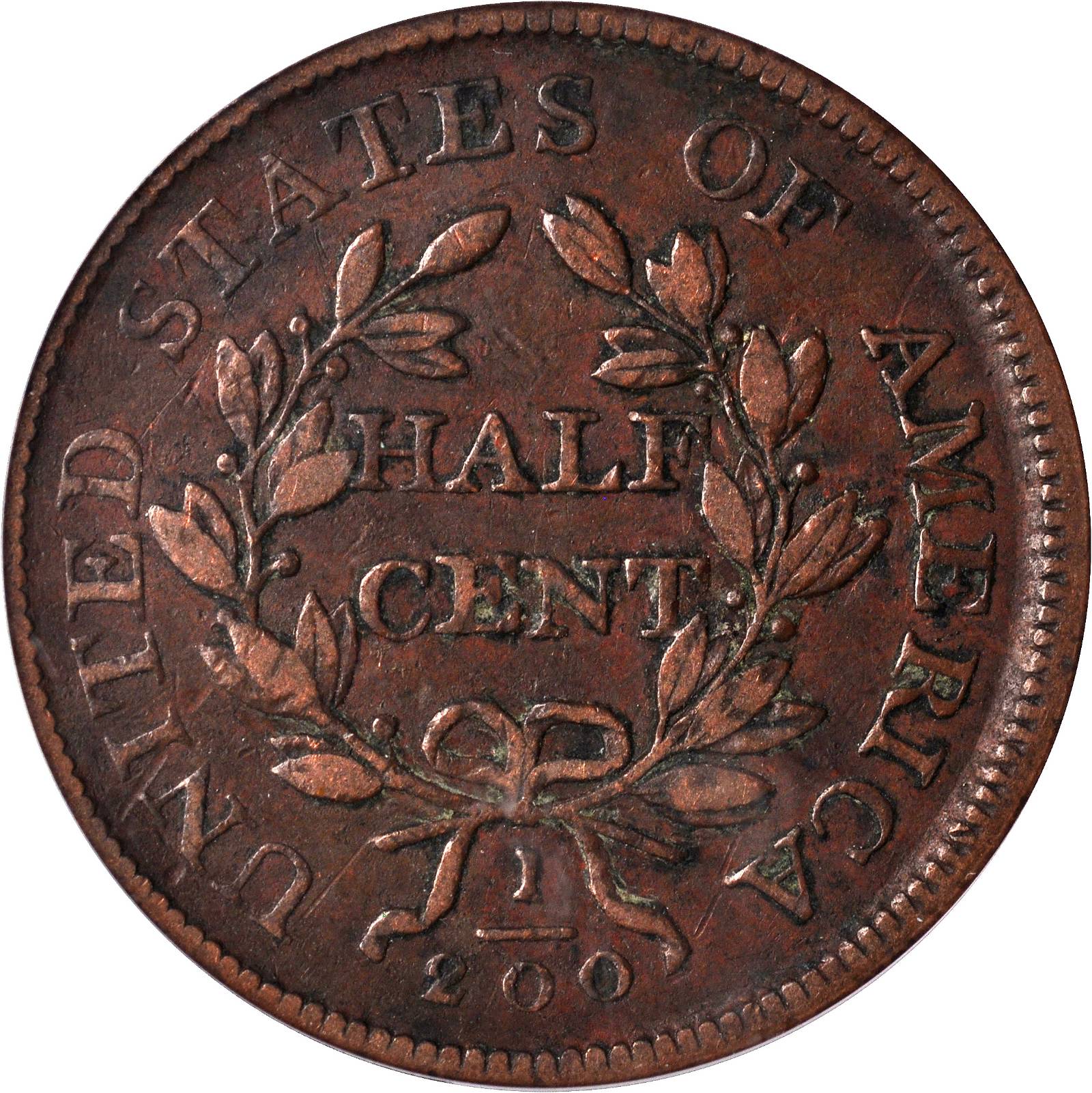 1806 1/2c Small 6, Stems MS BN VF30 BN CAC thumbnail 2
