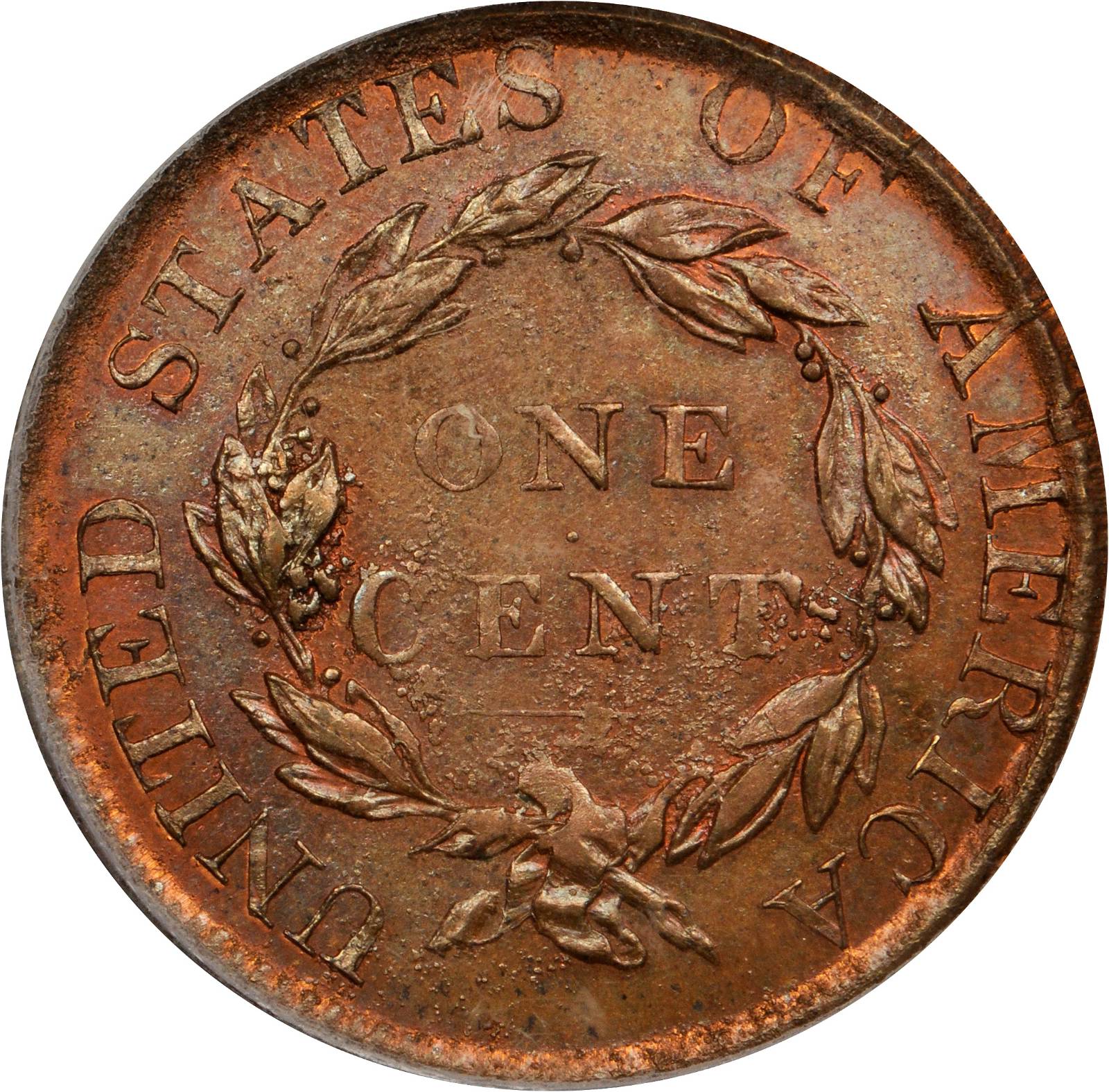 image for: "1823" Matron Head Cent. N-3. Rarity-2. Die State A-B. Private Restrike. Copper. MS-64 RB (PCGS).