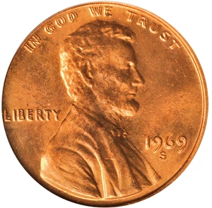 image for: 1969-S Lincoln Cent. FS-101 (FS-028). Doubled Die Obverse. MS-64 RD (PCGS).