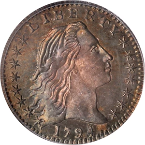 image for: 1794 Flowing Hair Half Dime. LM-2, V-2. Rarity-5. MS-65 (PCGS). Secure Holder.