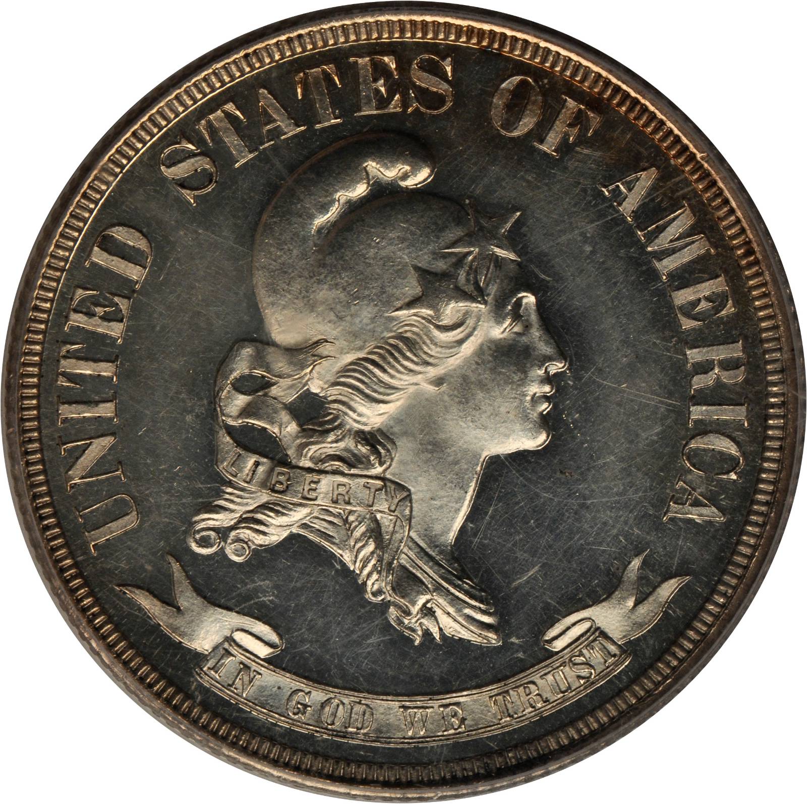 image for: 1870 Pattern Half Dollar. Judd-939, Pollock-1052. Rarity-5. Proof-62 Cameo (PCGS).
