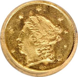 image for: 1865 Round 25 Cents. BG-802. Rarity-5-. Liberty Head. MS-62 (NGC).