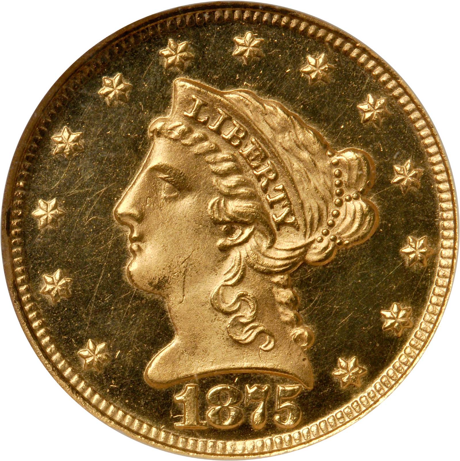 image for: 1875 Liberty Quarter Eagle. Proof-66  * Cameo (NGC). CAC.