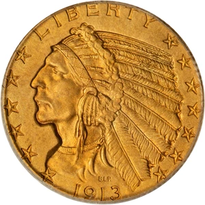 image for: 1913 Indian Half Eagle. Proof-66 (PCGS). CAC. OGH.