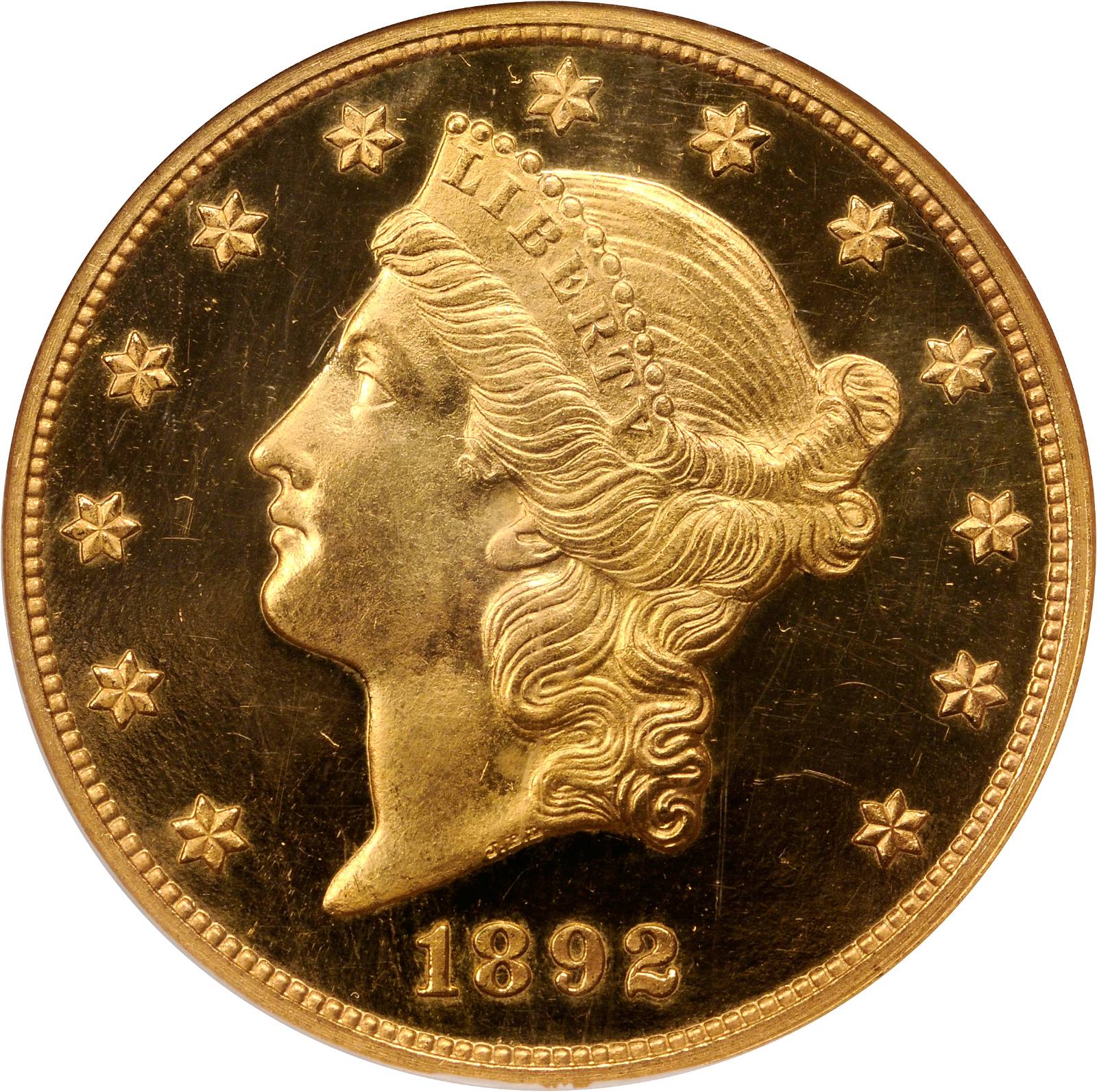 image for: 1892 Liberty Double Eagle. Proof-65 Cameo (NGC).