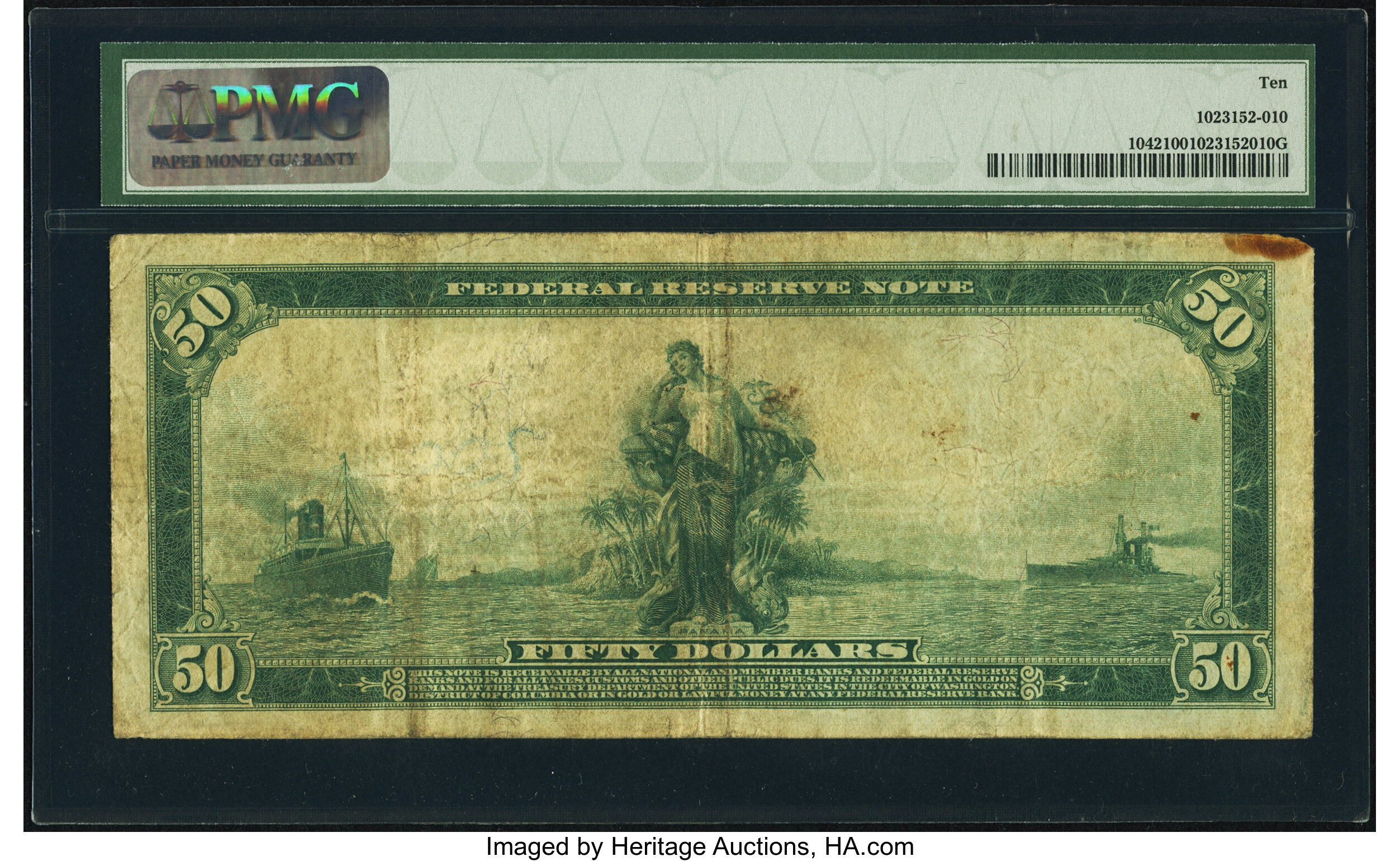image for: Fr. 1042 $50 1914 Federal Reserve Note PMG Very Good 10....