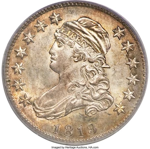 image for: 1819 25C Small 9 MS63+ PCGS. B-3, R.1....