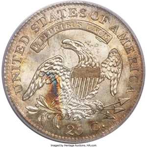 image for: 1819 25C Small 9 MS63+ PCGS. B-3, R.1....