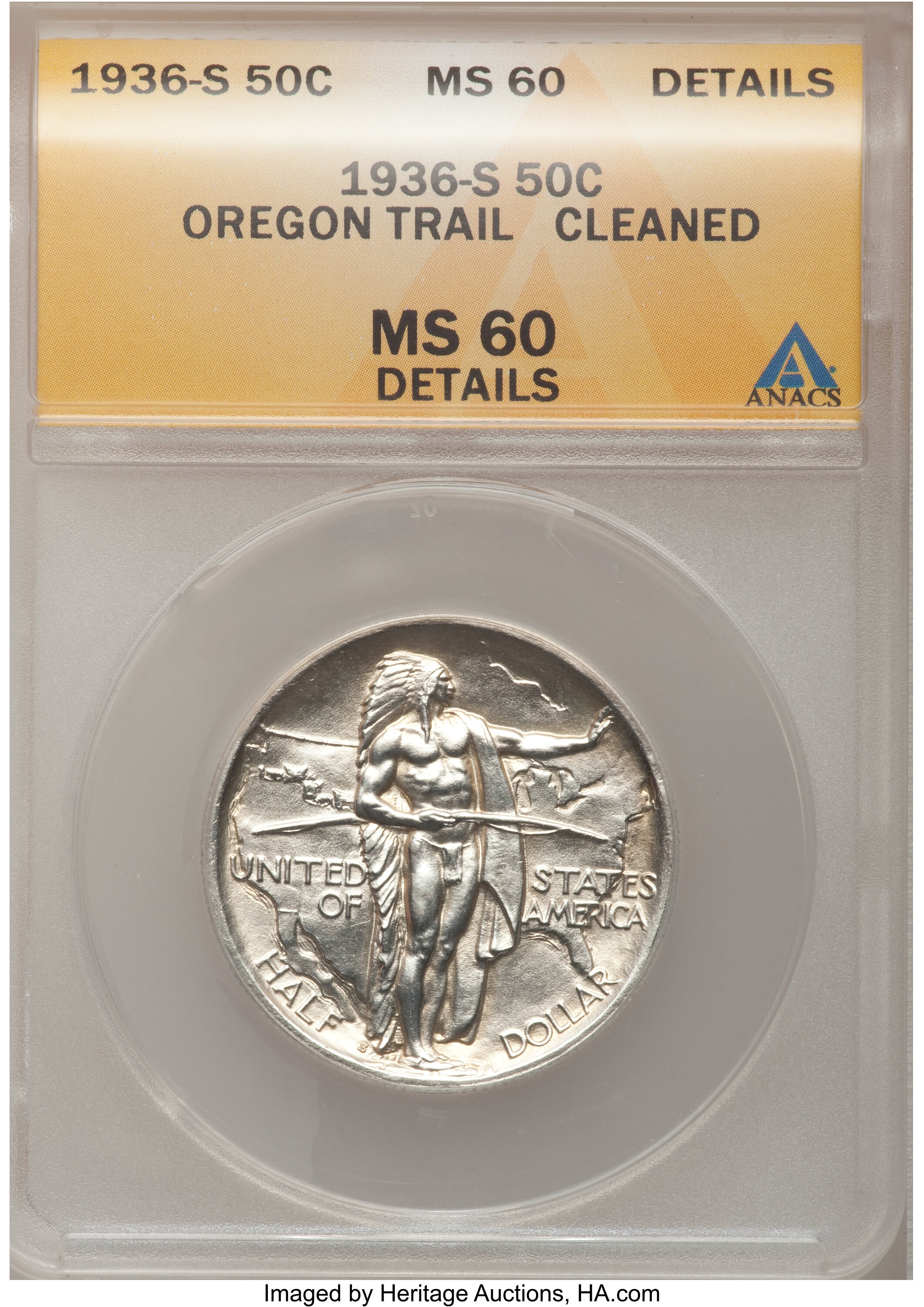 1936-S 50c Oregon Trail AU50 thumbnail 4